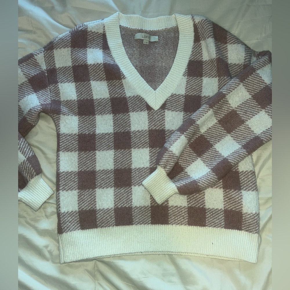Loft mauve and cream striped sweater size small